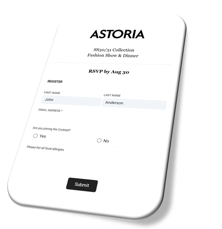 rsvp registration form